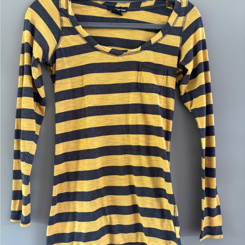 Pure Rebel Yellow Striped Long Sleeve Top
